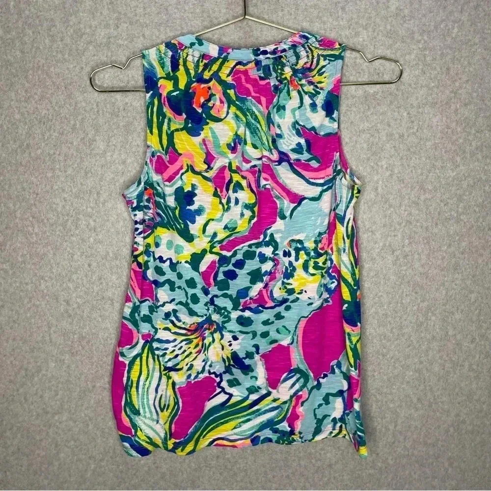 Lilly Pulitzer Essie Cotton Gold Button Tank Top - Picture 6 of 6